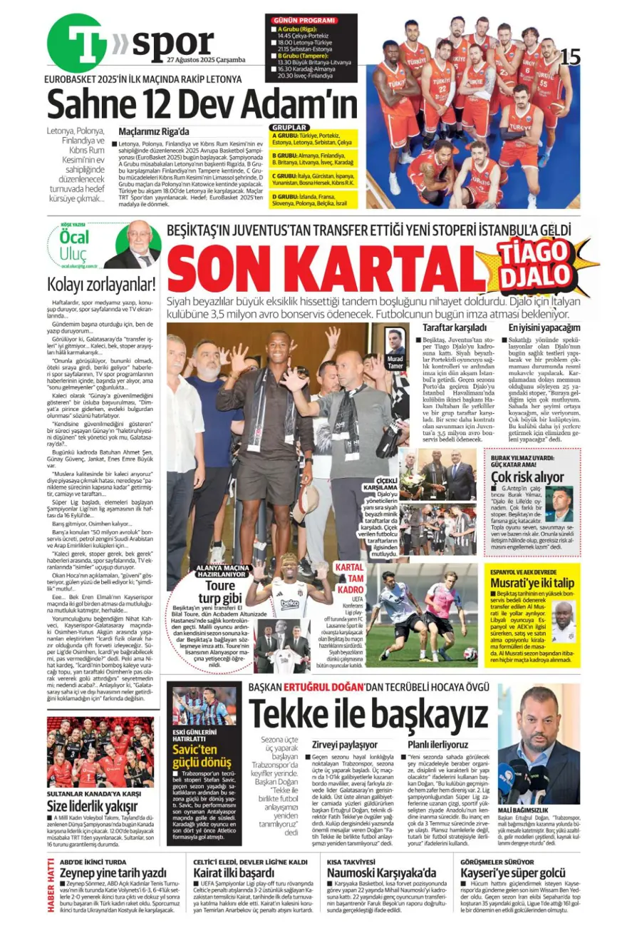 "Bitsin bu hasret" (27 Ağustos spor manşetleri) 21