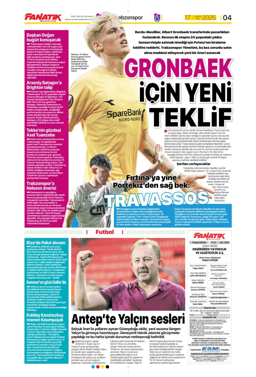 "Çalhanoğlu geri sayımı" (17 Haziran 2025 spor manşetleri) 3