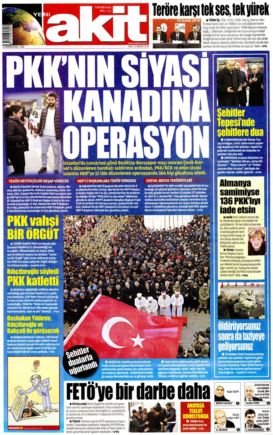 Günün gazete manşetleri - 13 Aralık 2016 14