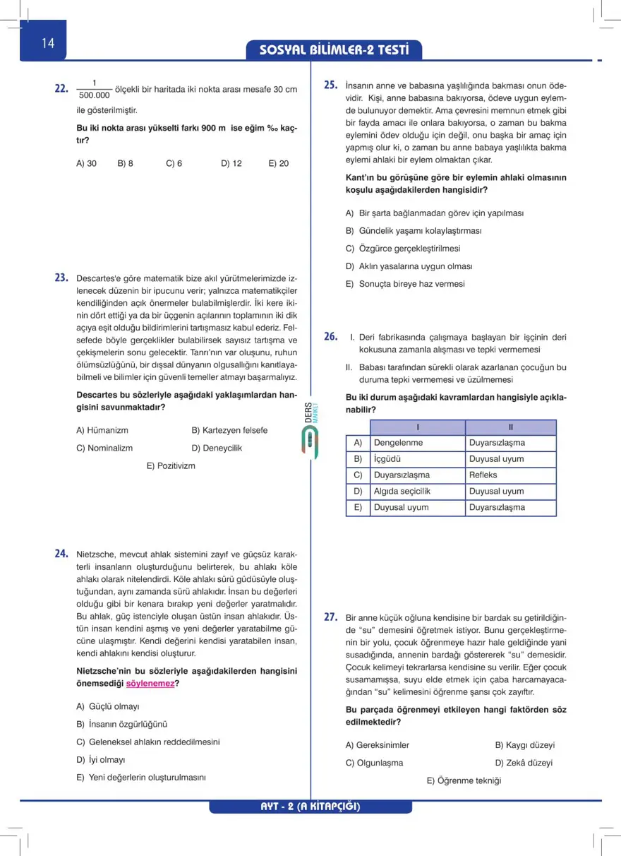 AYT Deneme Sınavı 12