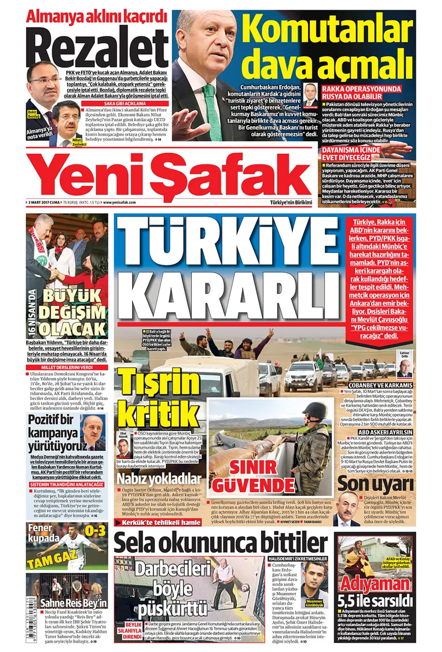 Günün gazete manşetleri - 3 Mart 2017 17