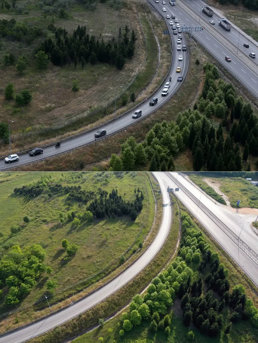 Bayram tatillerinde uzun araç kuyruklarının oluştuğu kara yolları boş kaldı 19