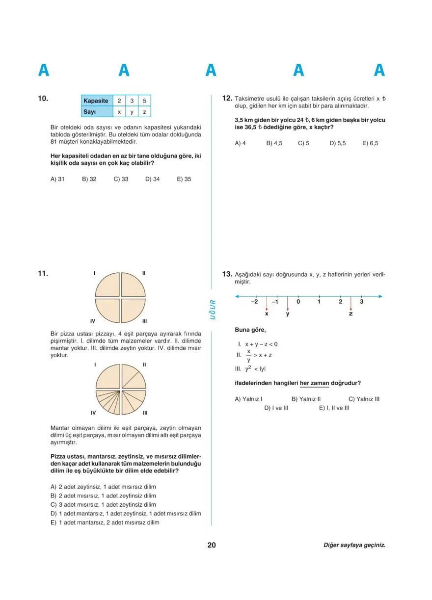 Uğur Okulları YKS - TYT deneme sınavı 19