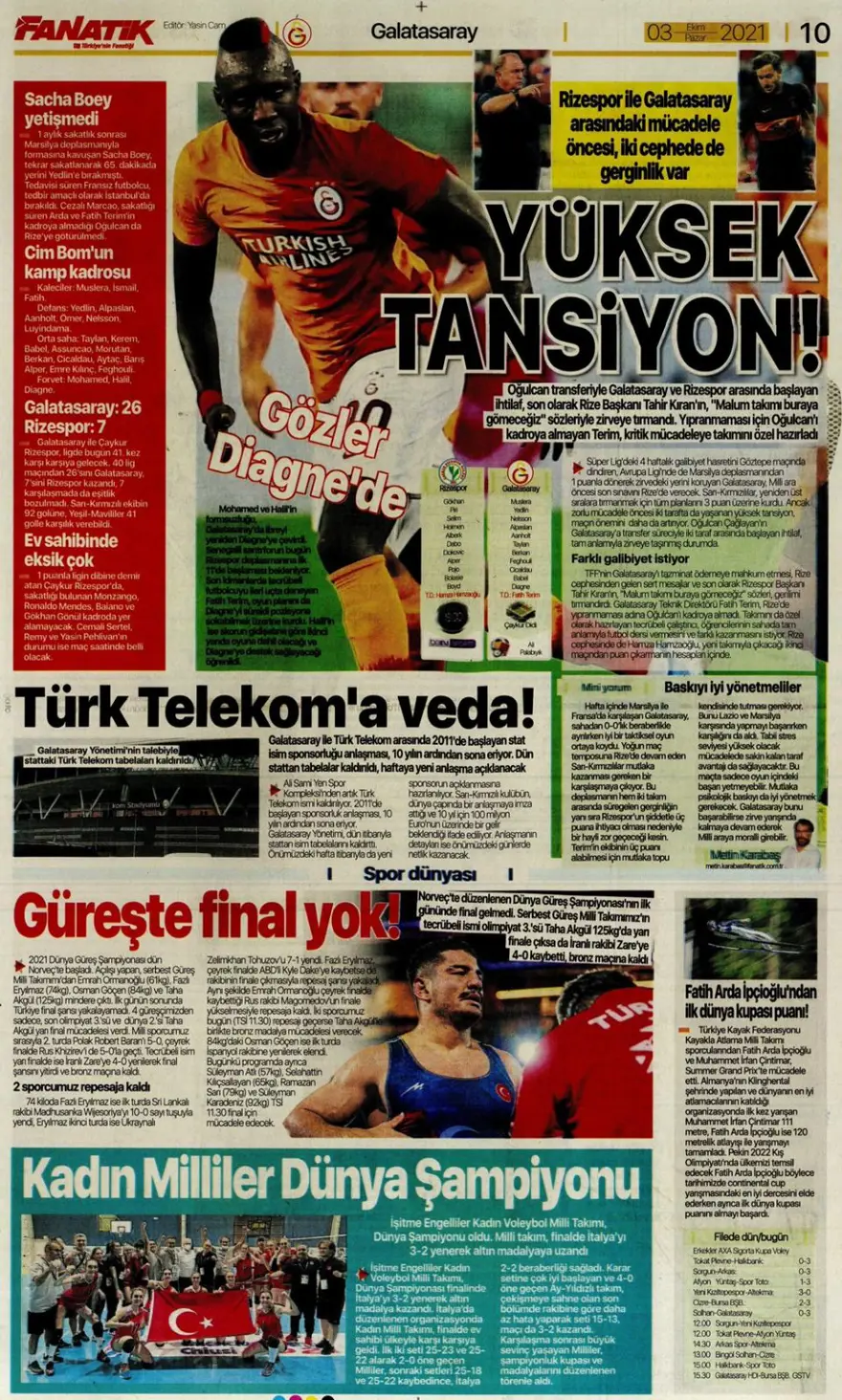 Günün spor manşetleri (03 Ekim 2021) 5