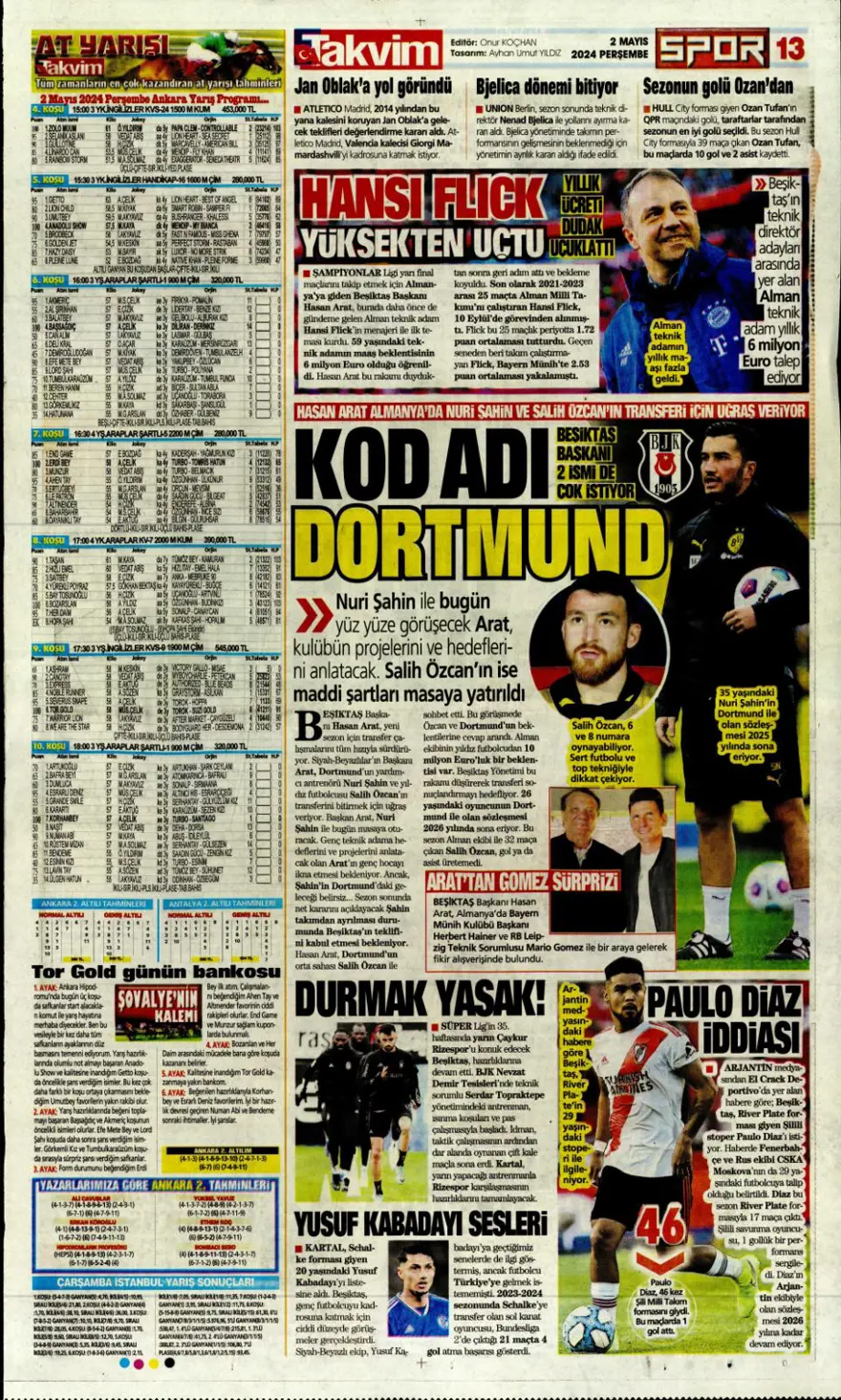 "Aslan'a süper panzer" (2 Mayıs 2024 spor manşetleri) 11