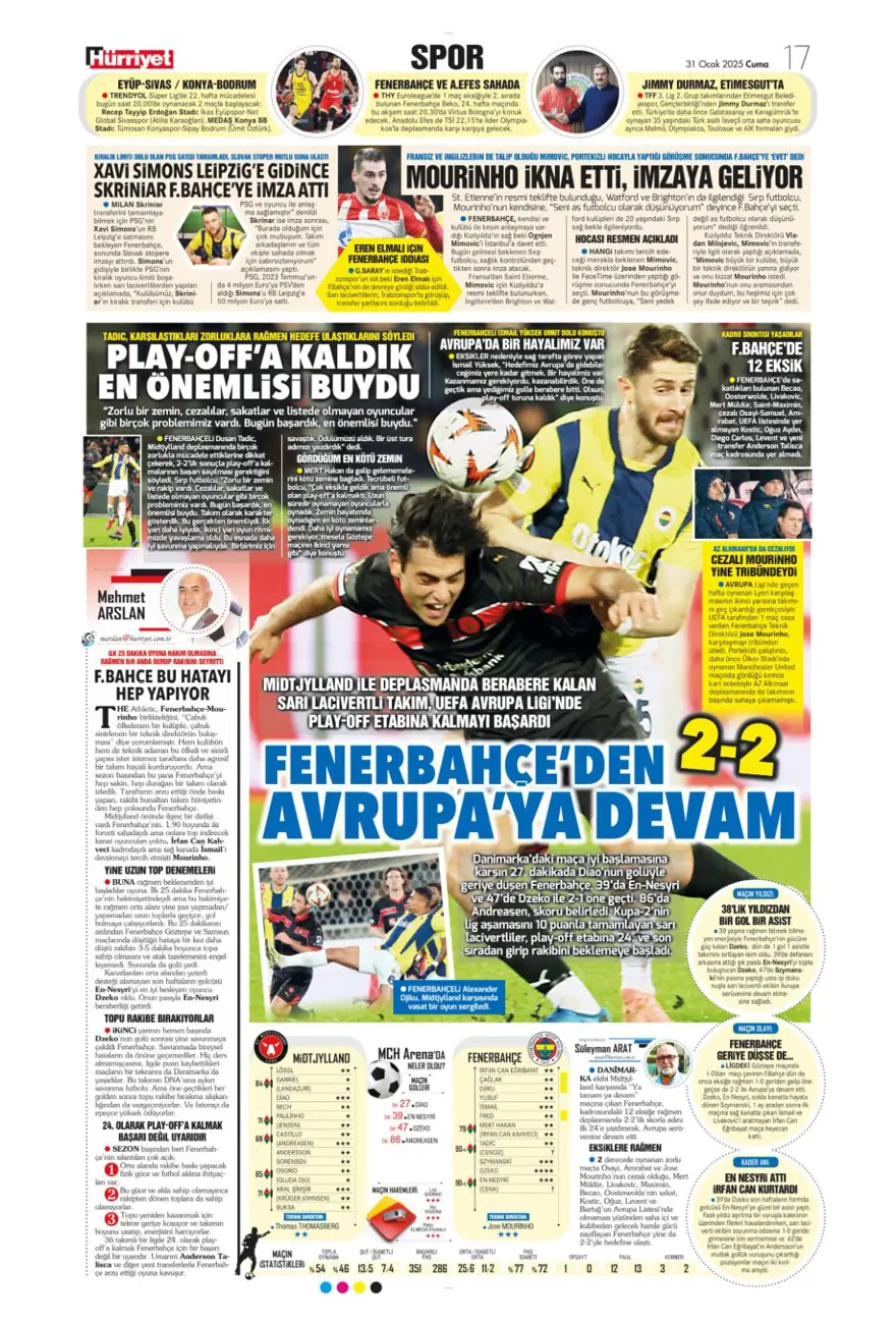 "İki play-off, bir off" (31 Ocak 2025 spor manşetleri) 18 "İki play-off, bir off" (31 Ocak 2025 spor manşetleri) 18