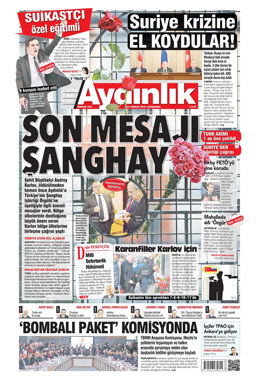 Günün gazete manşetleri - 21 Aralık 2016 12