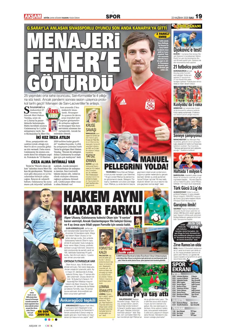 Günün spor manşetleri (23 Haziran 2020) 4