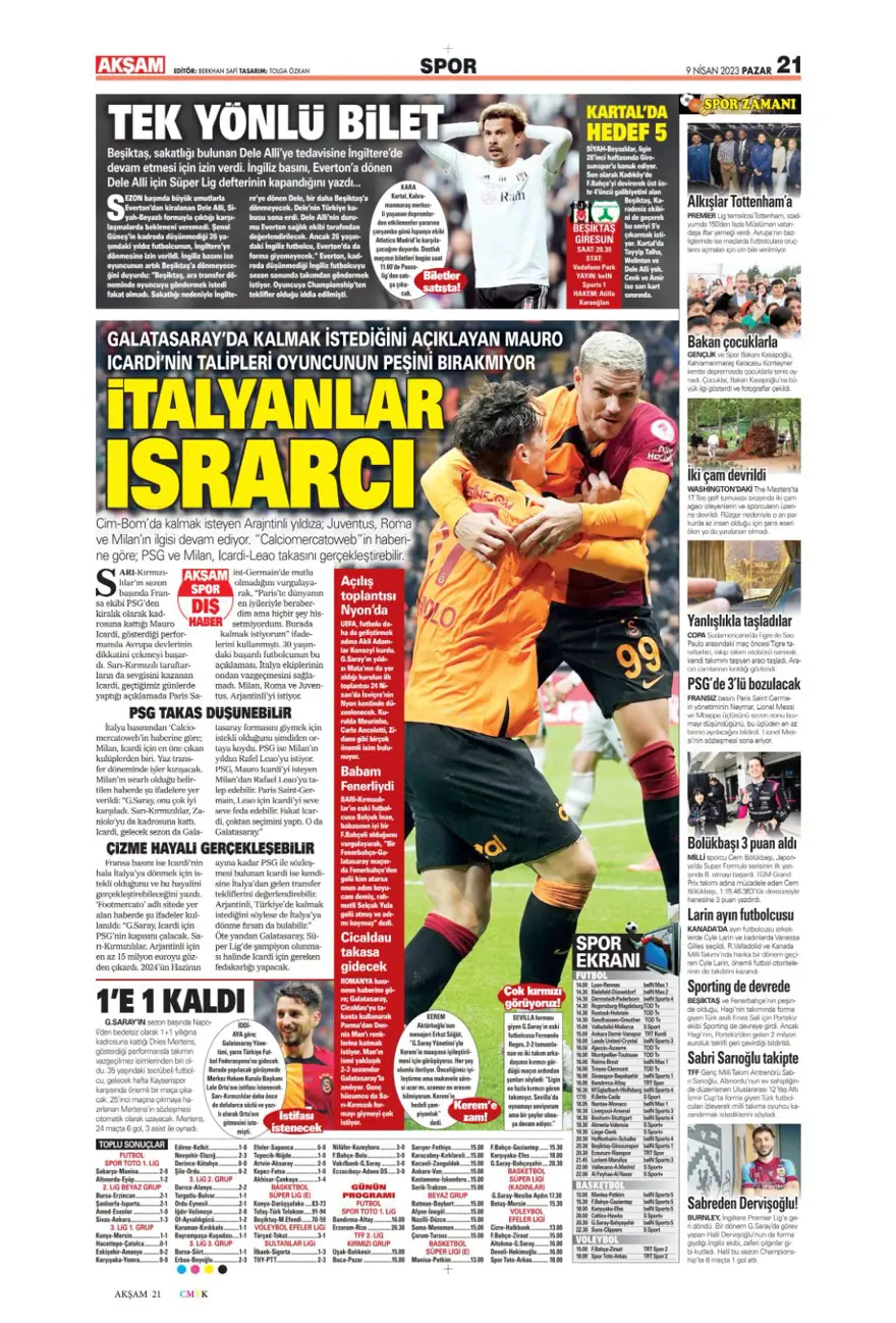 Günün spor manşetleri (9 Nisan 2023) 1