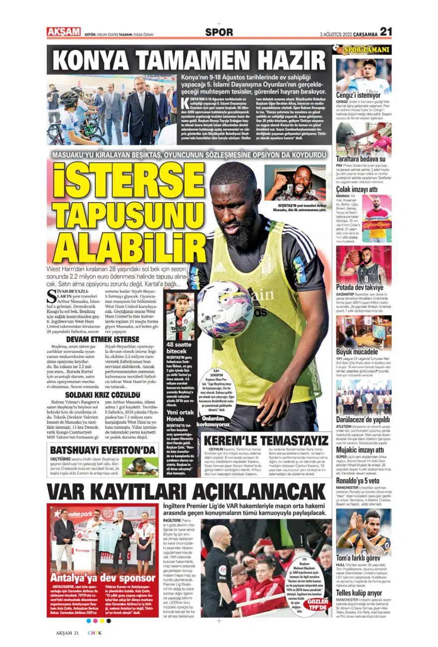 Günün spor manşetleri (3 Ağustos 2022) 1