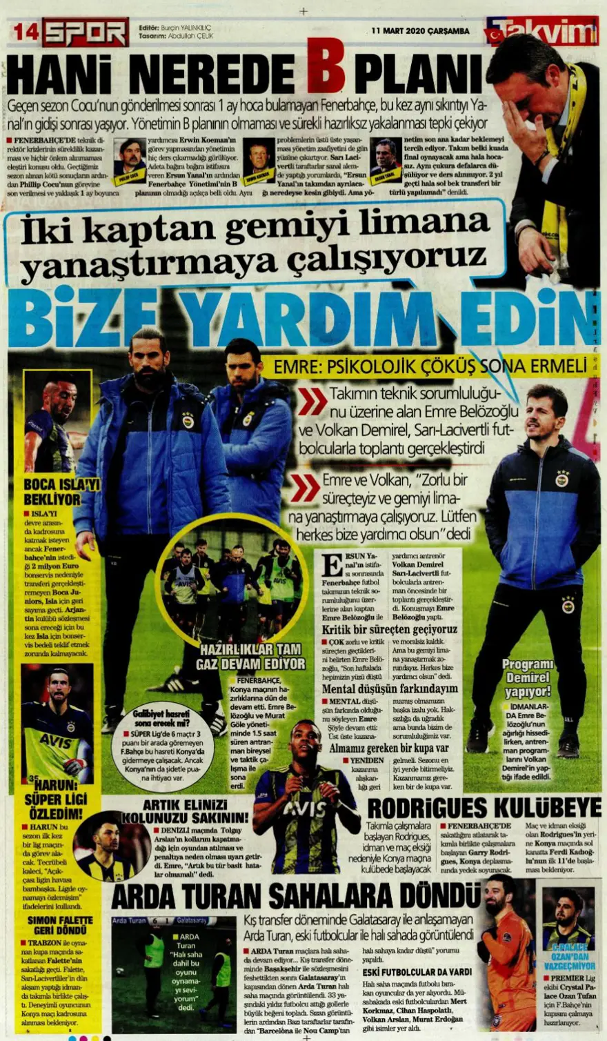 Günün spor manşetleri (11 Mart 2020) 11