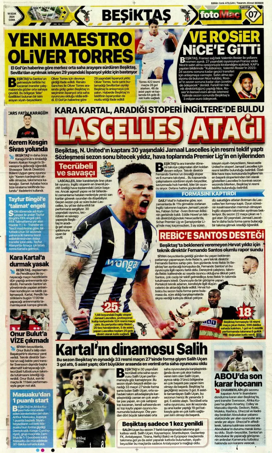 "Fenerbahçe'ye yeni Alex" (19 Ocak 2024 spor manşetleri) 17 "Fenerbahçe'ye yeni Alex" (19 Ocak 2024 spor manşetleri) 17