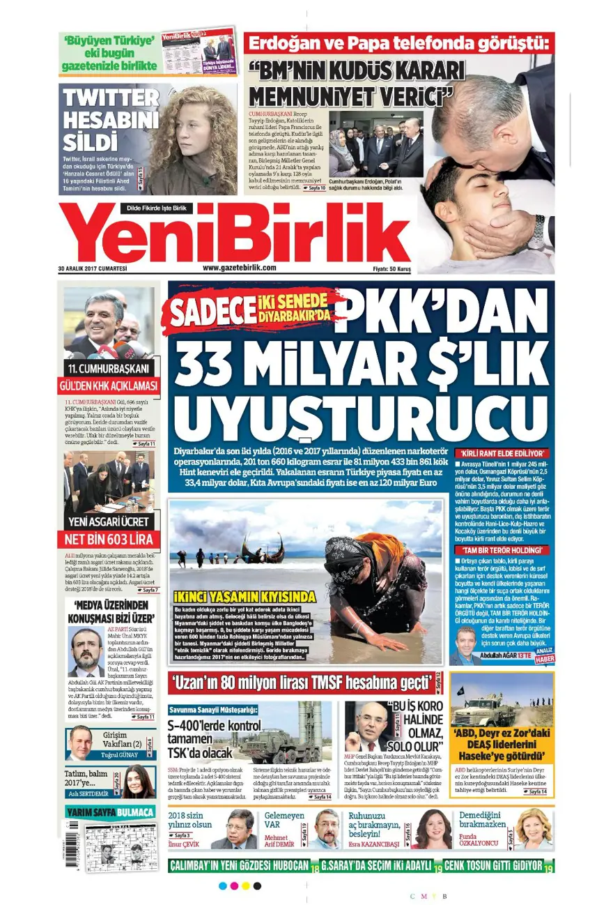 Günün gazete manşetleri - 30 Aralık 2017 15