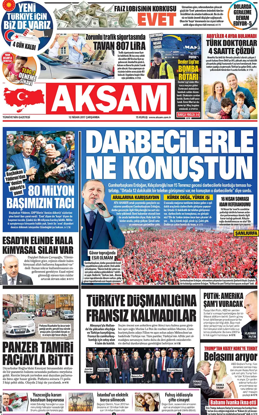 Günün gazete manşetleri - 12 Nisan 2017 13