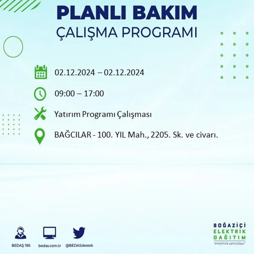 İstanbul'un 20 ilçesinde elektrik kesintisi: Elektrikler ne zaman gelecek? BEDAŞ 2 Aralık kesinti programını paylaştı 4 İstanbul'un 20 ilçesinde elektrik kesintisi: Elektrikler ne zaman gelecek? BEDAŞ 2 Aralık kesinti programını paylaştı 4