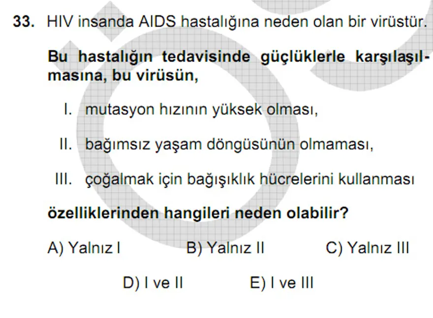 YGS Fen Bilimleri Soruları ve Yanıtları 32