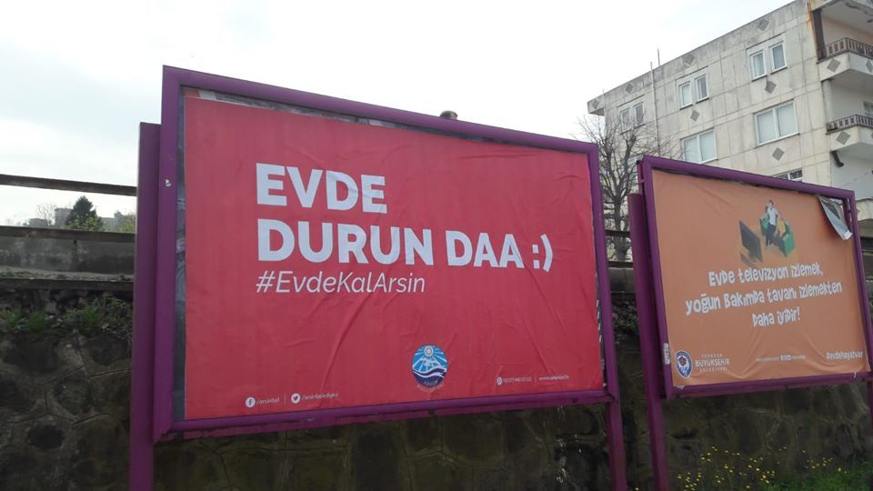 Trabzon'da belediyeden şiveli mesaj: Evde durun daa