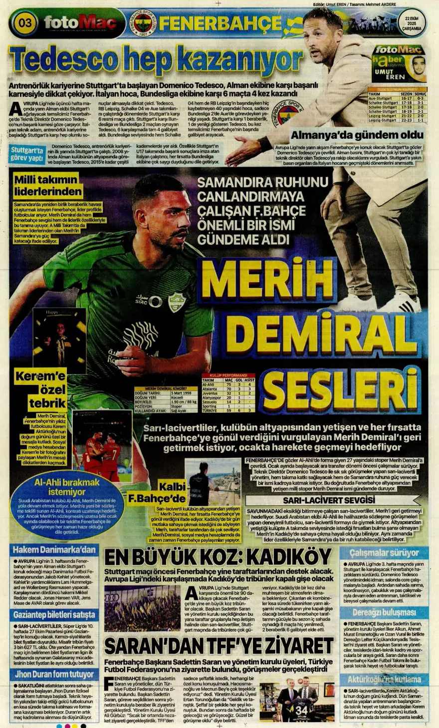 "Viking'i yen Avrupa'yı titret" (22 Ekim 2025 spor manşetleri) 9