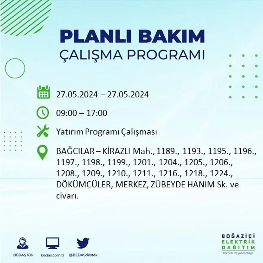 İstanbul'un 21 ilçesinde elektrik kesintisi: Elektrikler ne zaman gelecek? (27 Mayıs BEDAŞ kesinti programı) 7