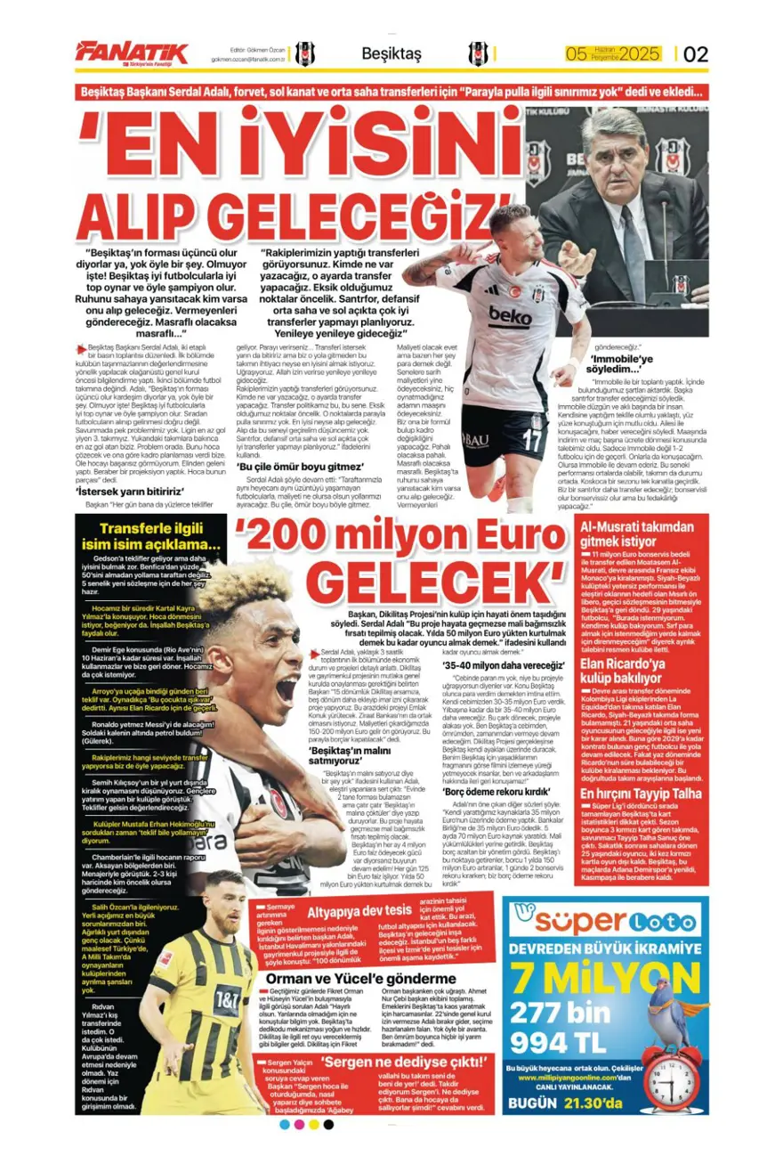 Transferin gündemi Sane (5 Haziran 2025 spor manşetleri) 1
