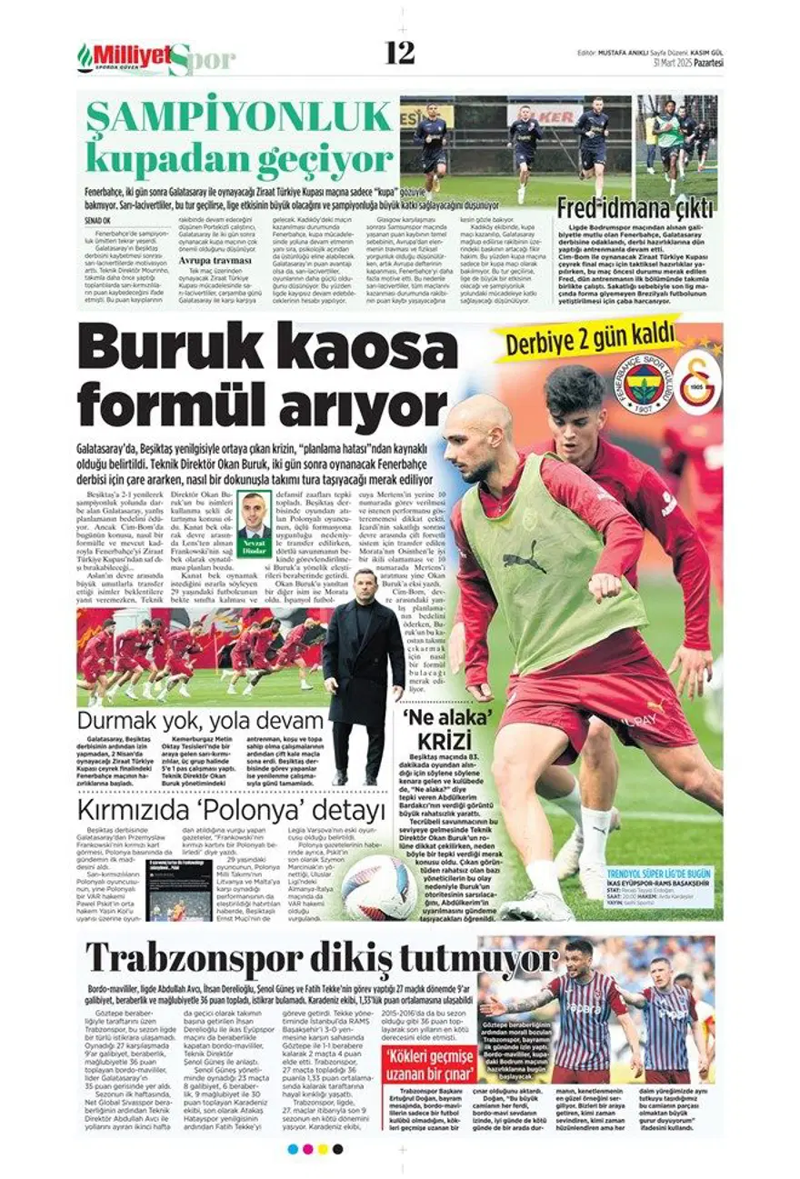 "Aslan'da büyük yemin" (31 Mart 2025 spor manşetleri) 12