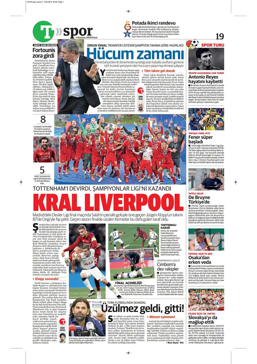 Günün spor manşetleri (2 Haziran 2019) 8