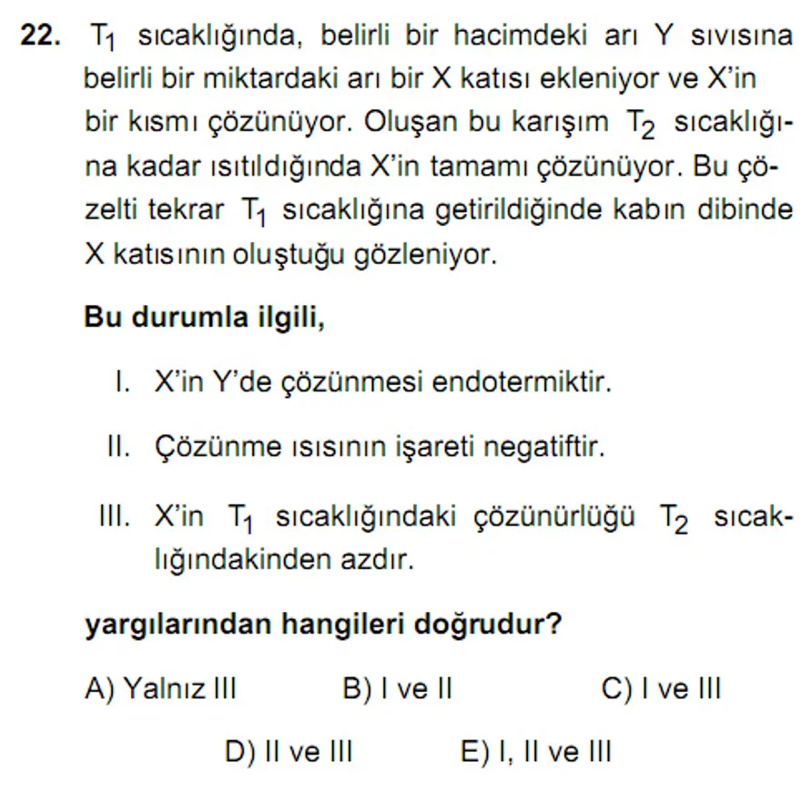 YGS Fen Bilimleri Soruları ve Yanıtları 21