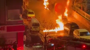 Park halindeki minibüste yangın