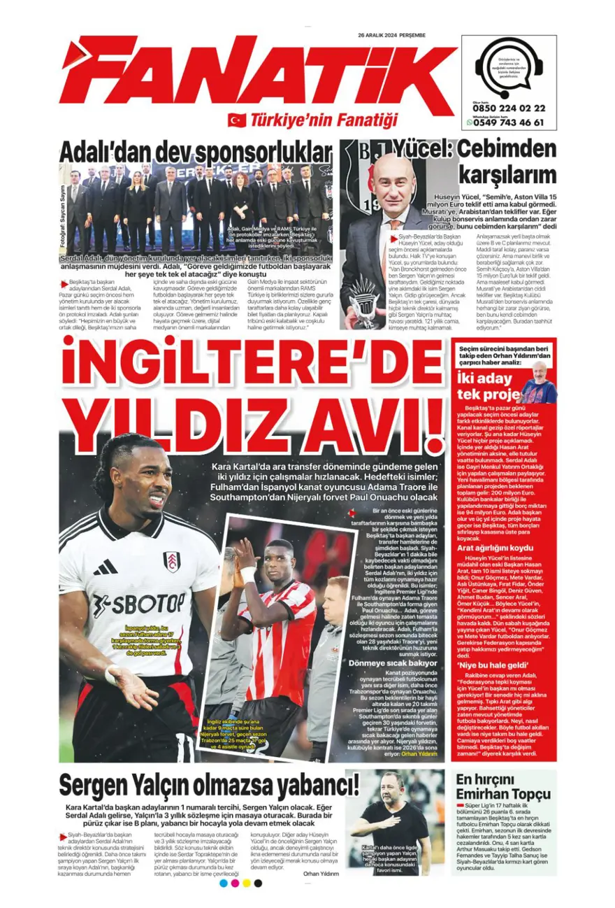 "Aslan'dan dev harekat" (26 Aralık 2024 spor manşetleri) 7