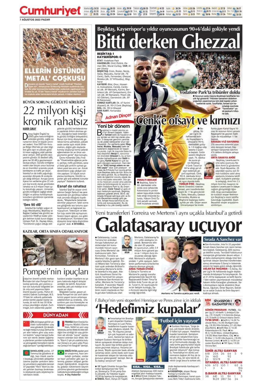 Günün spor manşetleri (7 Ağustos 2022) 5