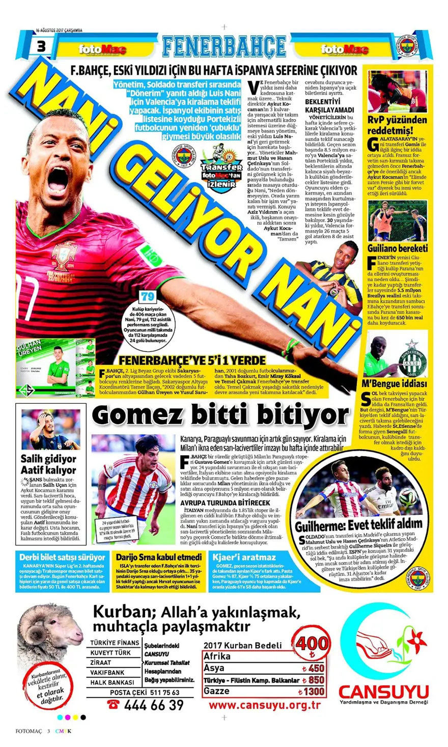 Günün spor gazeteleri (Transfer haberleri - 16 Ağustos 2017) 8