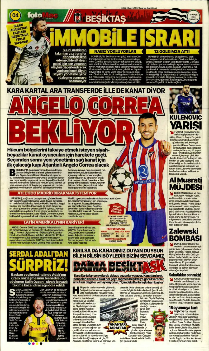 "Richarlison bombası" (28 Aralık 2024 spor manşetleri) 5 "Richarlison bombası" (28 Aralık 2024 spor manşetleri) 5