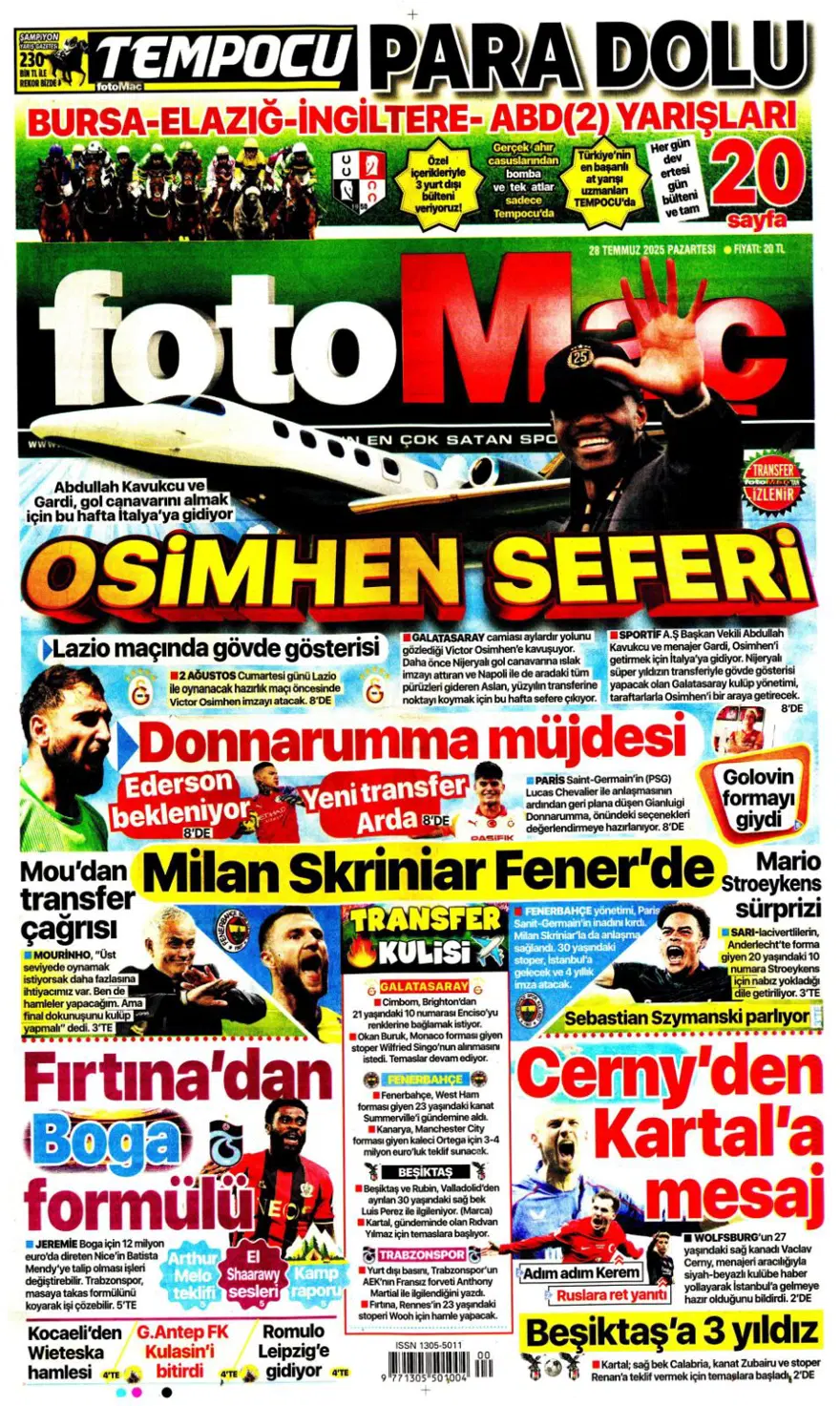 "Son dokunuşu ben yapamam" (28 Temmuz 2025 spor manşetleri) 4 "Son dokunuşu ben yapamam" (28 Temmuz 2025 spor manşetleri) 4