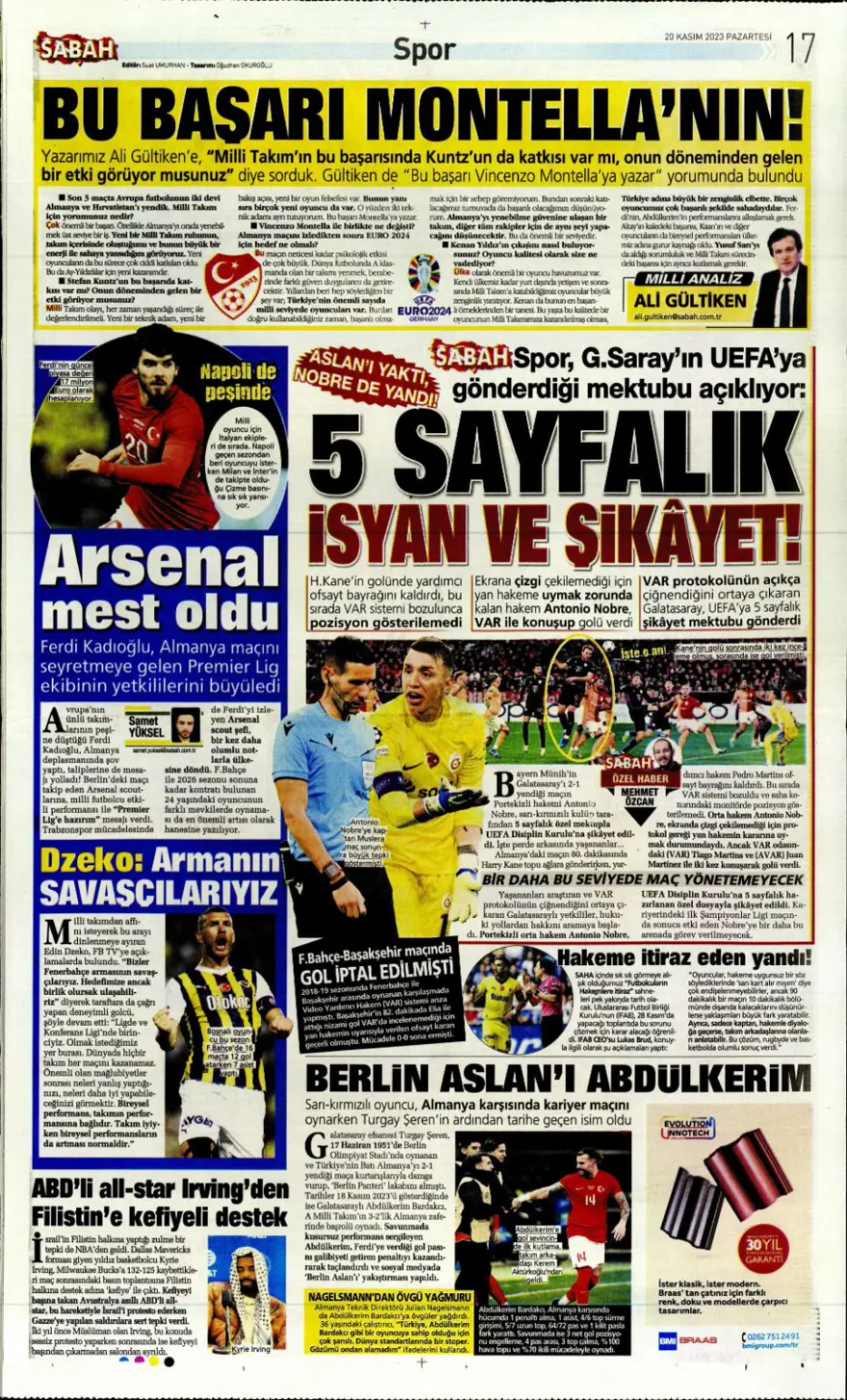 "Salih Özcan harekatı" (20 Kasım 2023 spor manşetleri) 8 "Salih Özcan harekatı" (20 Kasım 2023 spor manşetleri) 8
