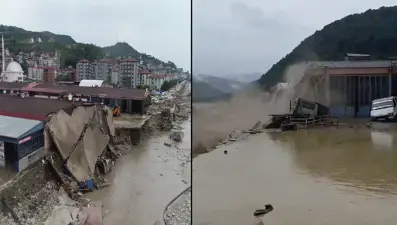 Sel felaketinden yeni görüntü: Saniyeler içinde yerle bir oldu