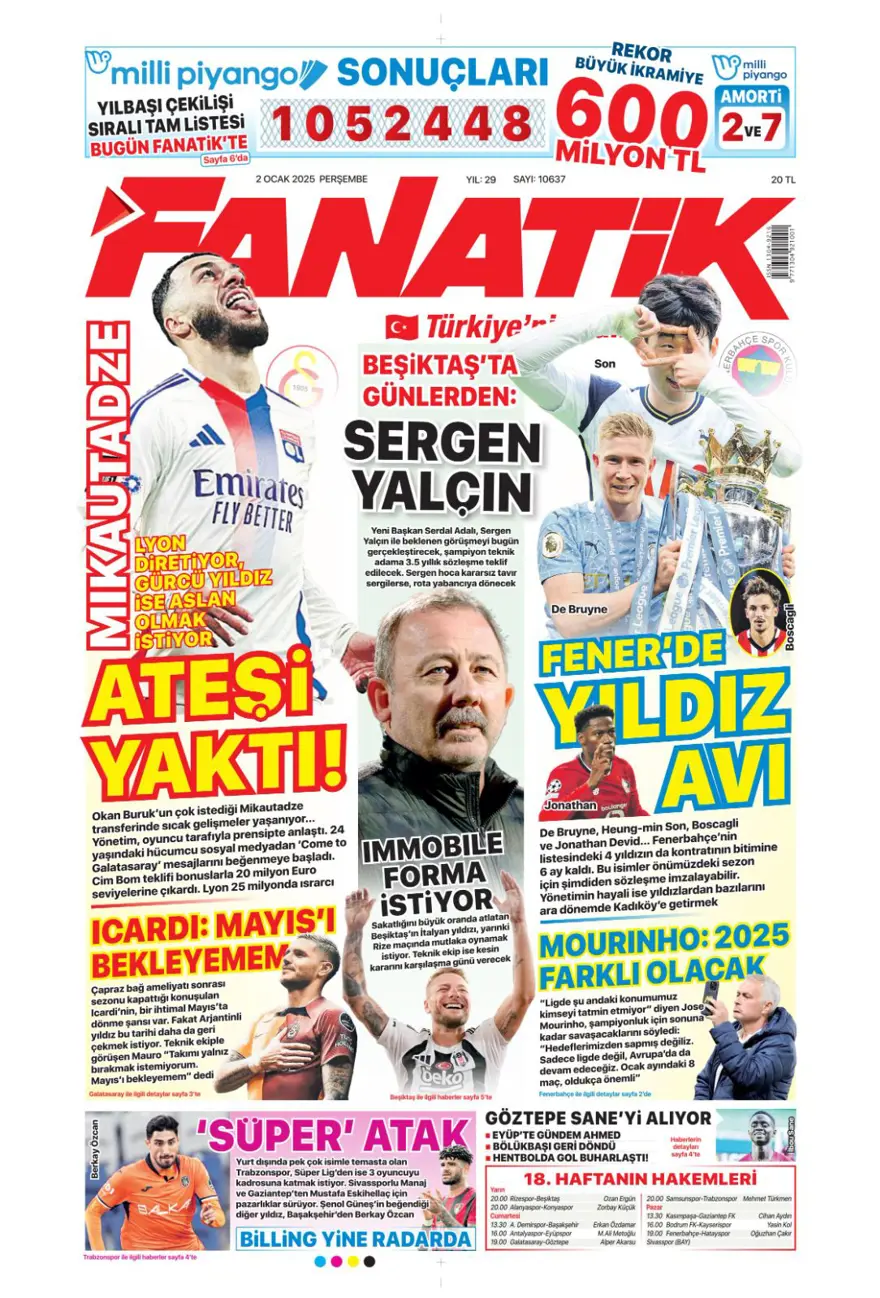 "Galatasaray'da Sane bombası" (2 Ocak 2025 spor manşetleri) 1