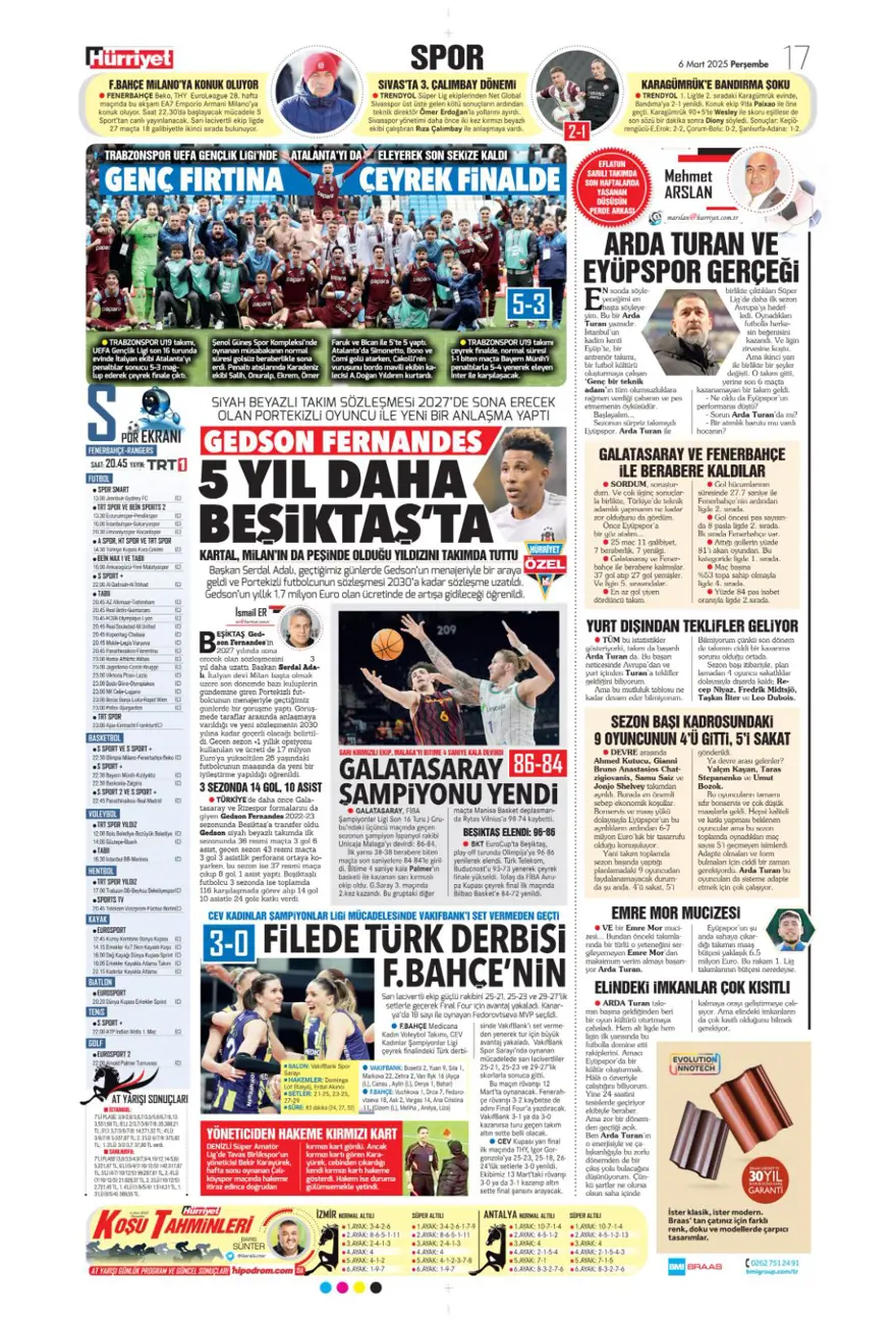 "Kadıköy'de bu işi bitirelim" (6 Mart 2025 spor manşetleri) 16