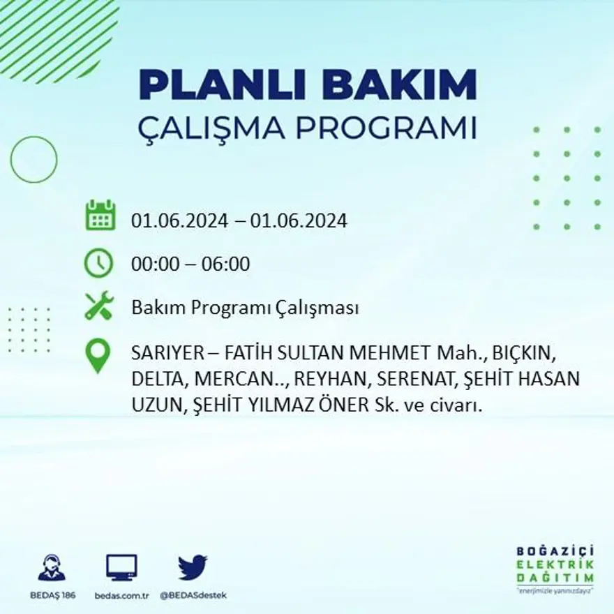 İstanbul'un 18 ilçesinde elektrik kesintisi yaşanacak: Elektrikler ne zaman gelecek? (1 Haziran BEDAŞ kesinti programı) 47 İstanbul'un 18 ilçesinde elektrik kesintisi yaşanacak: Elektrikler ne zaman gelecek? (1 Haziran BEDAŞ kesinti programı) 47