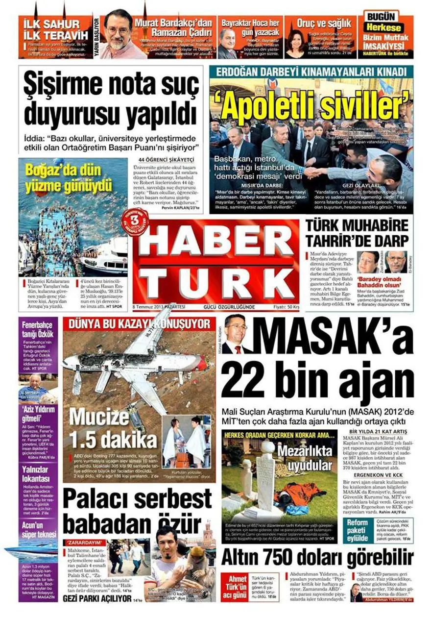 8 Temmuz 2013 gazete manşetleri 8