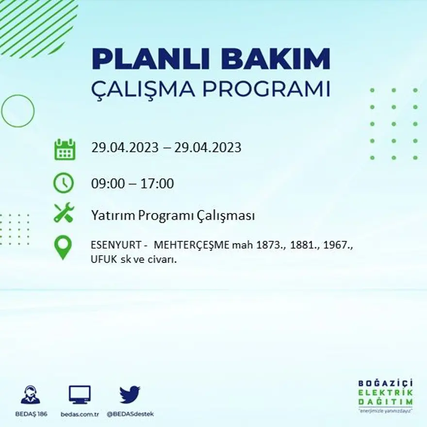 İstanbul'un 14 ilçesinde elektrik kesintisi: Elektrikler ne zaman gelecek? (29 Nisan BEDAŞ planlı elektrik kesintisi) 12