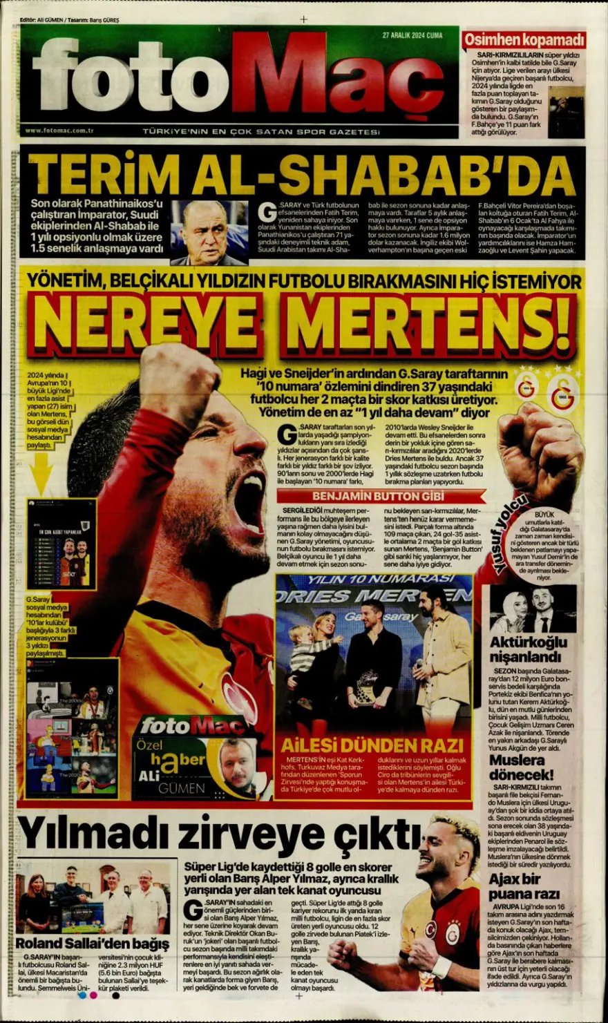 "Mourinho'dan Rashford'a davet" (27 Aralık 2024 spor manşetleri) 5