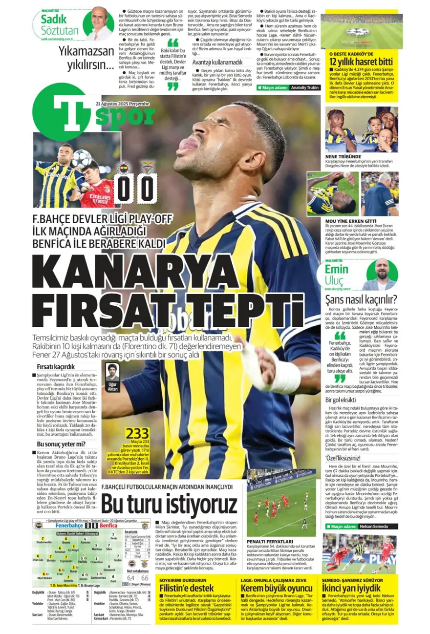 "Akanji müjdesi" (21 Ağustos spor manşetleri) 34