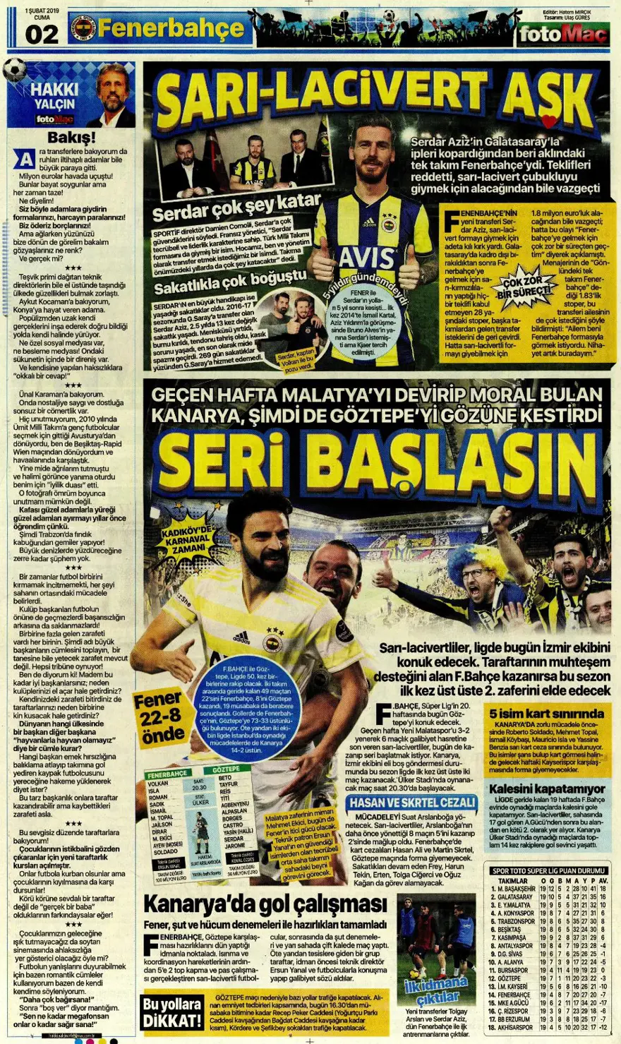 Günün spor manşetleri (1 Şubat 2019) 6