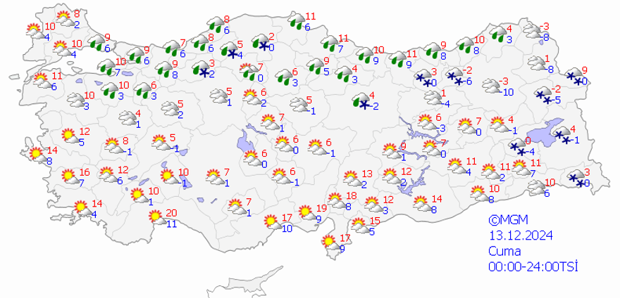 13 ARALIK CUMA HAVA DURUMU 15