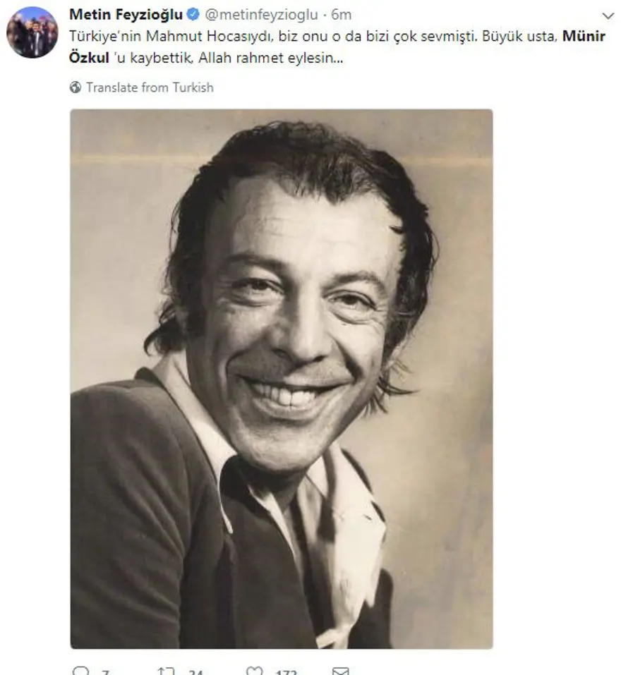 Ünlü isimlerden Münir Özkul paylaşımları (Ustanın ardından sosyal medya) 19 Ünlü isimlerden Münir Özkul paylaşımları (Ustanın ardından sosyal medya) 19