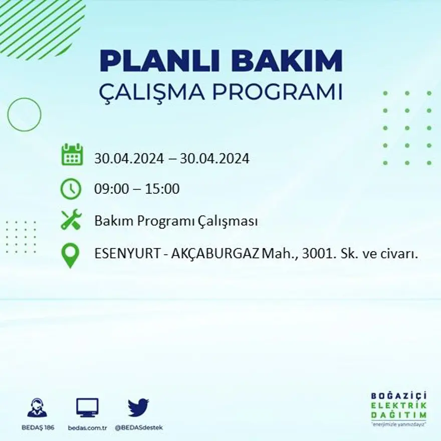 İstanbul'un 23 ilçesinde elektrik kesintisi: Elektrikler ne zaman gelecek? (30 Nisan tarihli BEDAŞ kesinti programı) 37