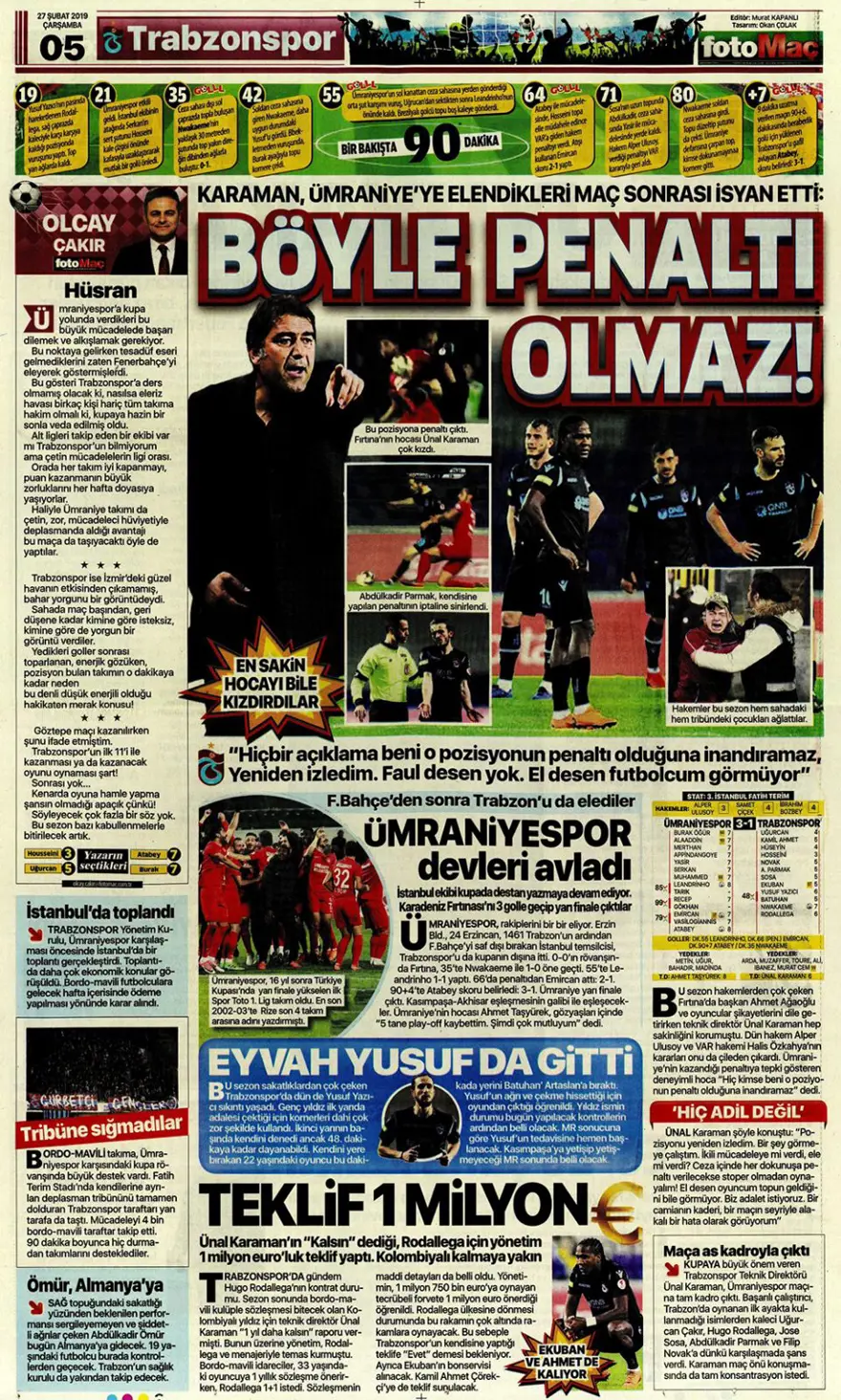 Günün spor manşetleri (27 Şubat 2019) 3