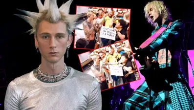 Sıra dışı isteği yerine getirdi: Machine Gun Kelly'den hayranına yumruk
