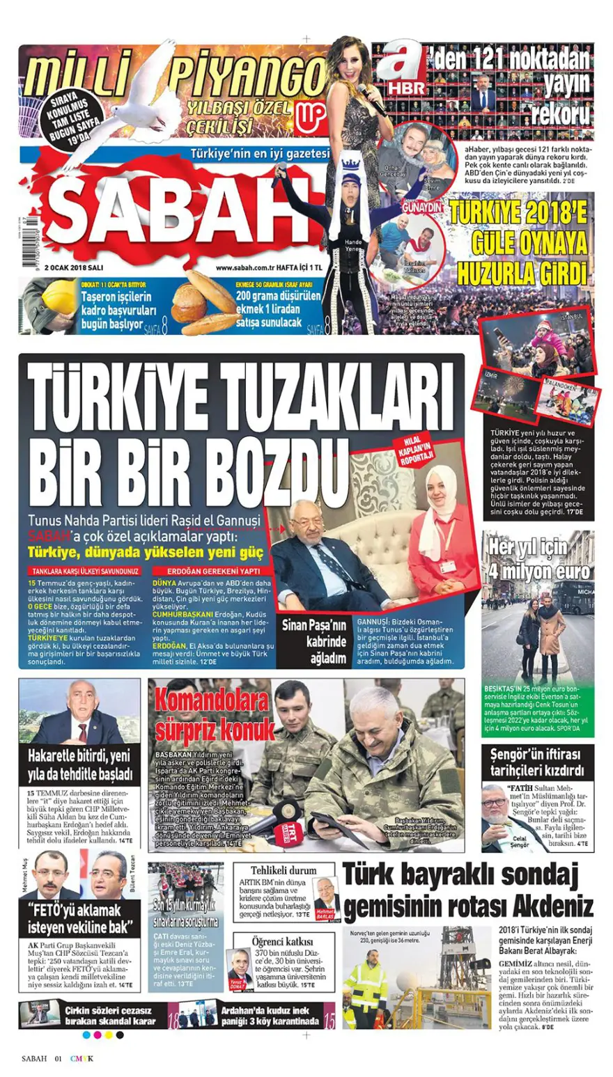 Günün gazete manşetleri - 2 Ocak 2018 10