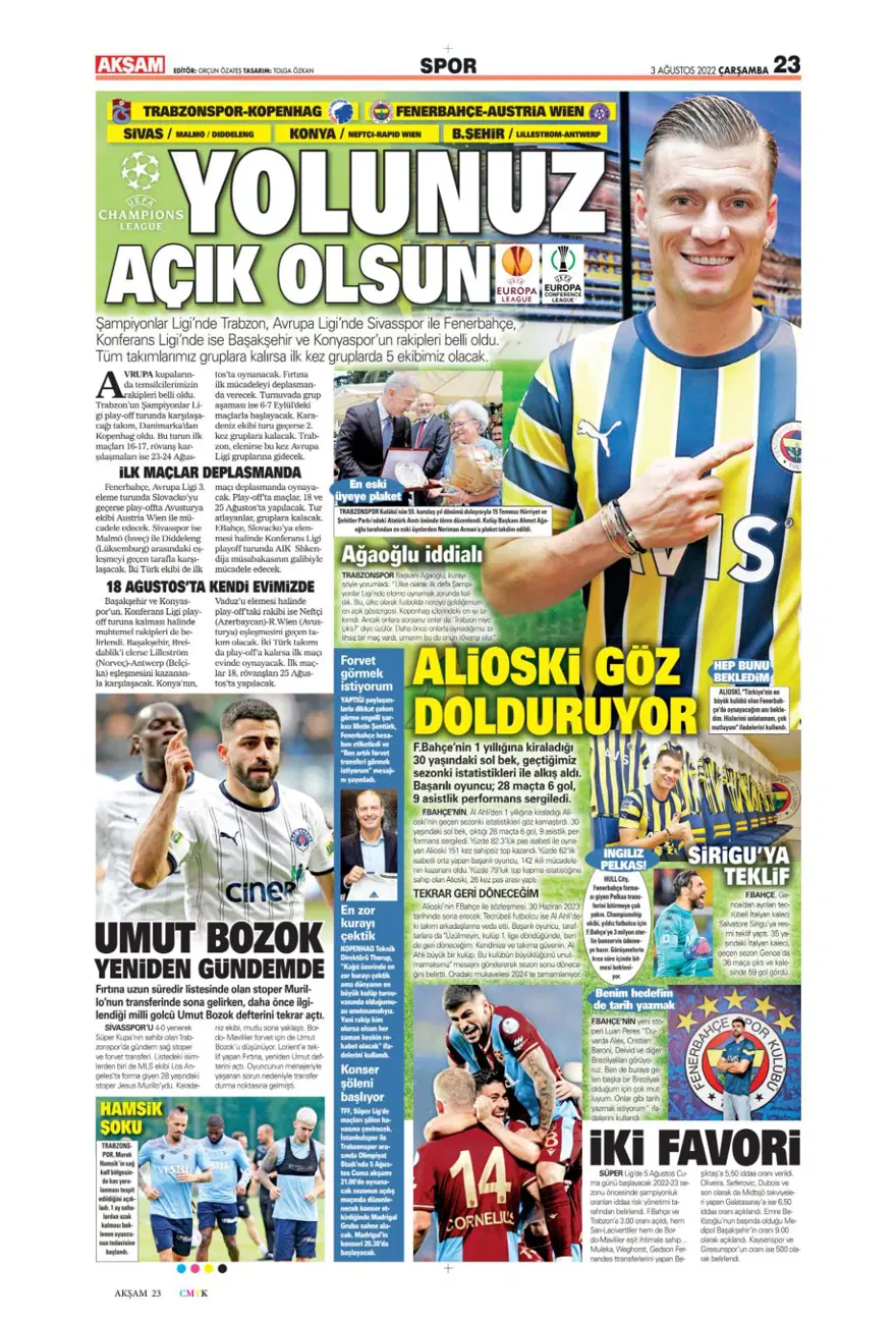 Günün spor manşetleri (3 Ağustos 2022) 3